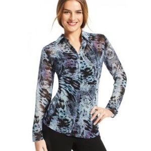 Cabi Snake Print Long Sleeve Button Up Blouse